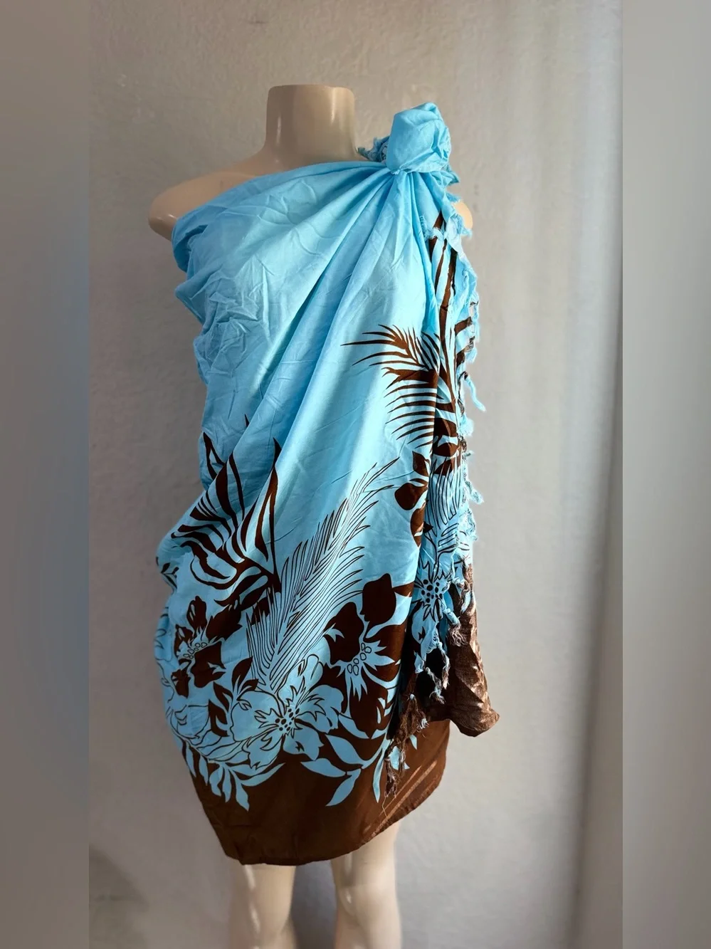 Hawaii  Blue Floral Sarong Wrap one size